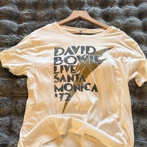 David Bowie White Short Sleeve Graphic Tee - Live Santa Monica '72